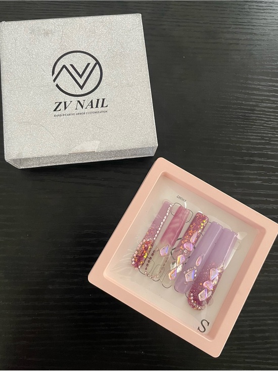 Homemade Other - NV Pink & Lavender Crystal Press-On Nails